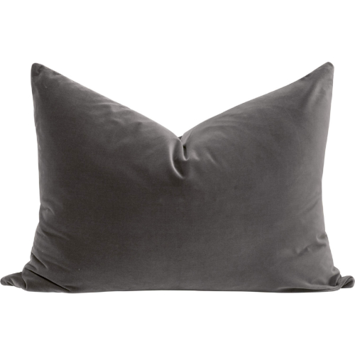 The Basic 34" Essential Dutch Pillow in Dark Dove Gray Velvet (Set of 2)